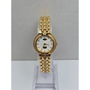 Vintage Cenere PR75 Womens 23K Gold Plated Rhinestone Quartz Watch New Battery